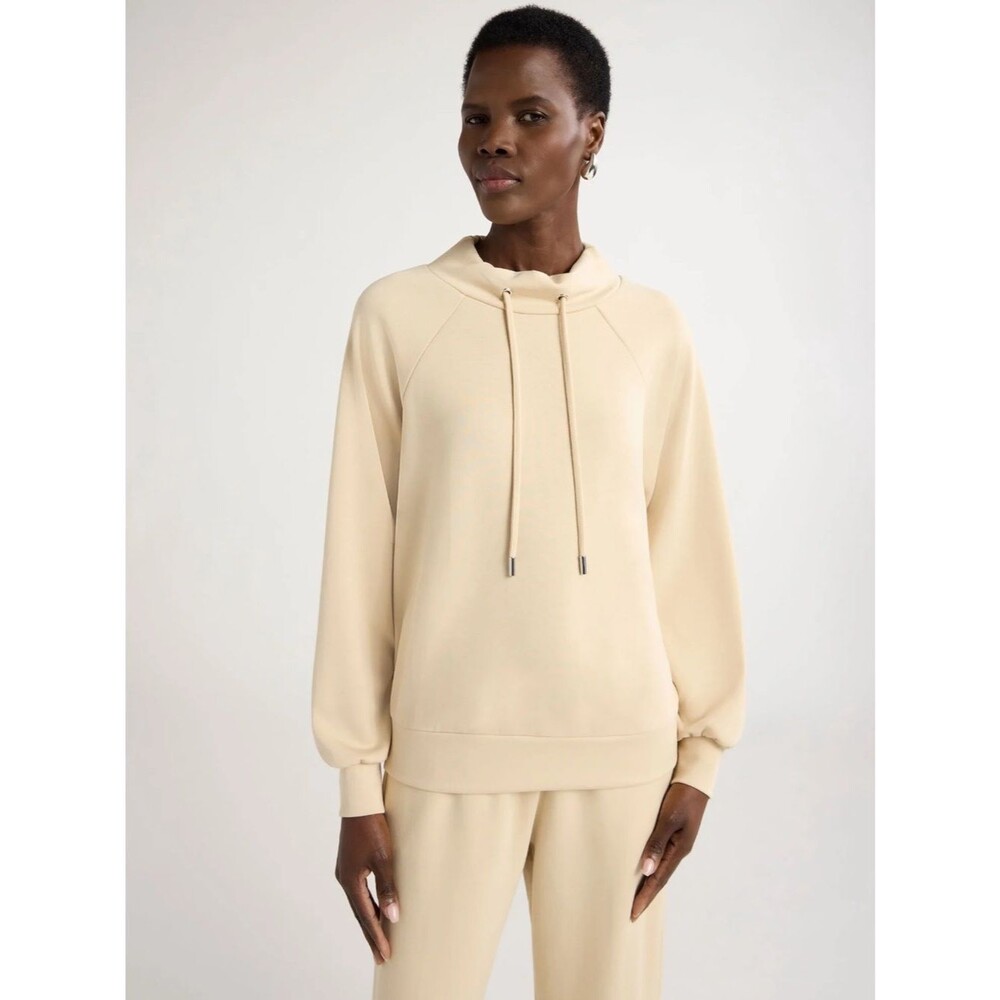 Scoop Women’s XL Mock Neck Scuba Sweatshirt in Cream - NWT
